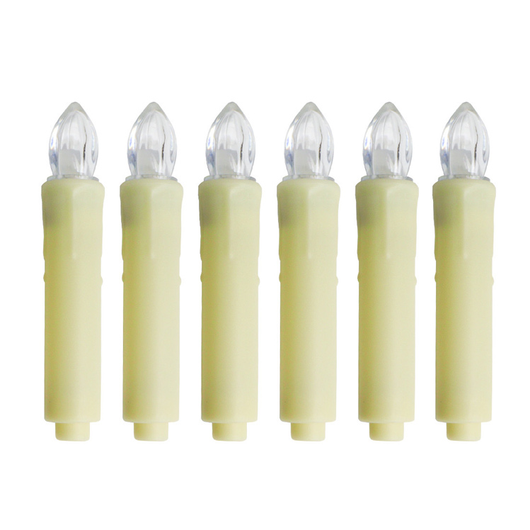 Macaron LED Clip-on Christmas Tree Candles - Flameless Flickering Taper Candles with Remote (Set of 6) Ivory